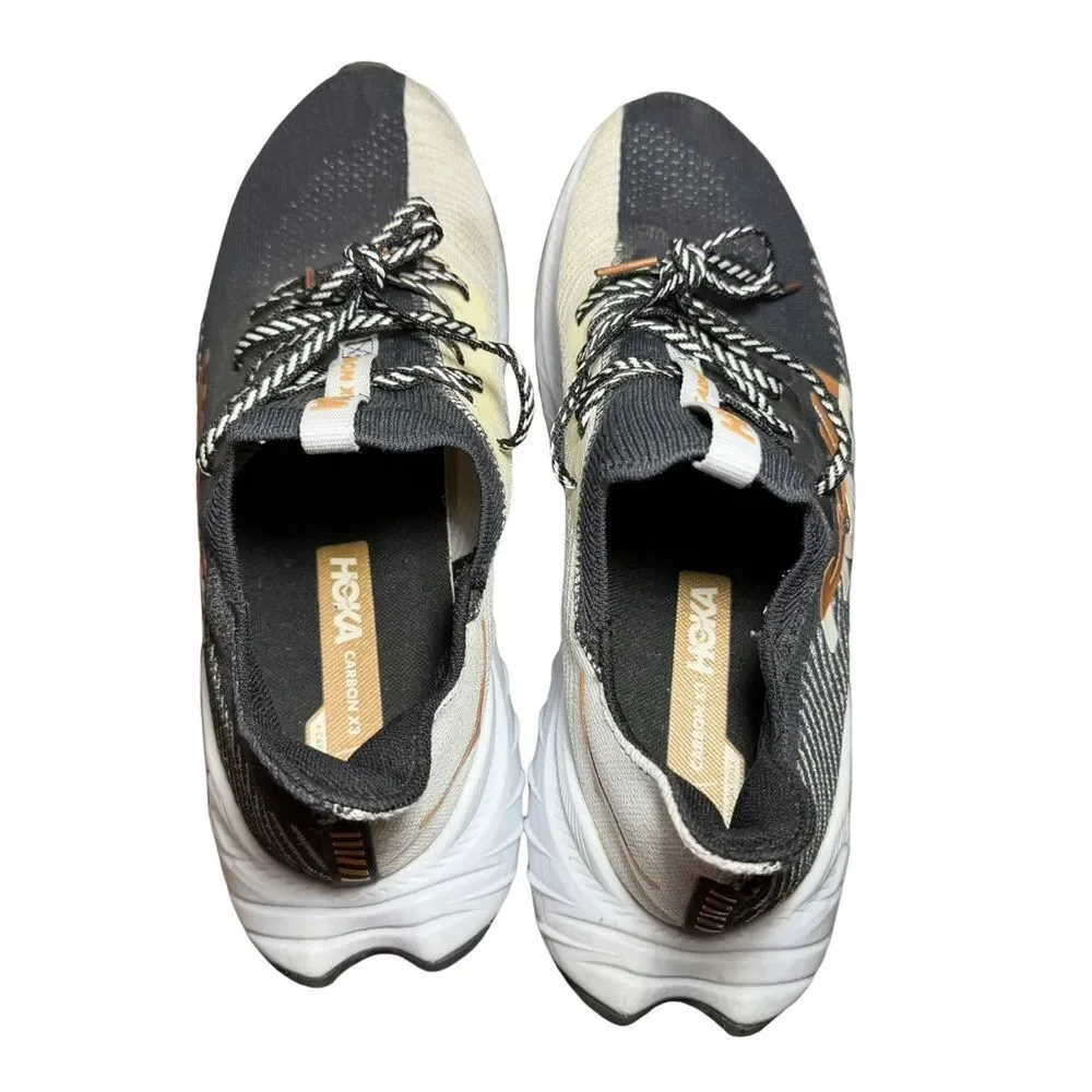 Hoka Men's Black White and Tan Running Shoe - Carbon X 2 Style size 13 D